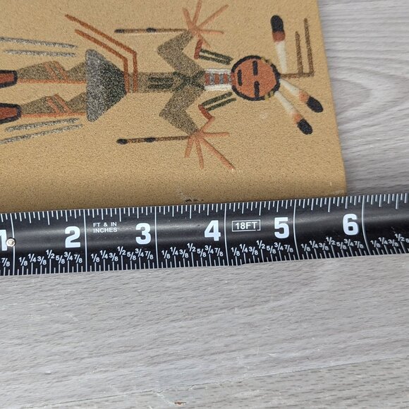 Native American Sand Art Painting "Healing God" Signed 3" x 6" New Mexico - Picture 12 of 14